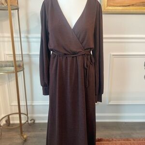 Blue Rain Long Sleeve Faux Wrap Dress